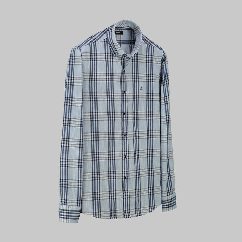 Eleta Ekose Slim Mavi Gömlek - 1