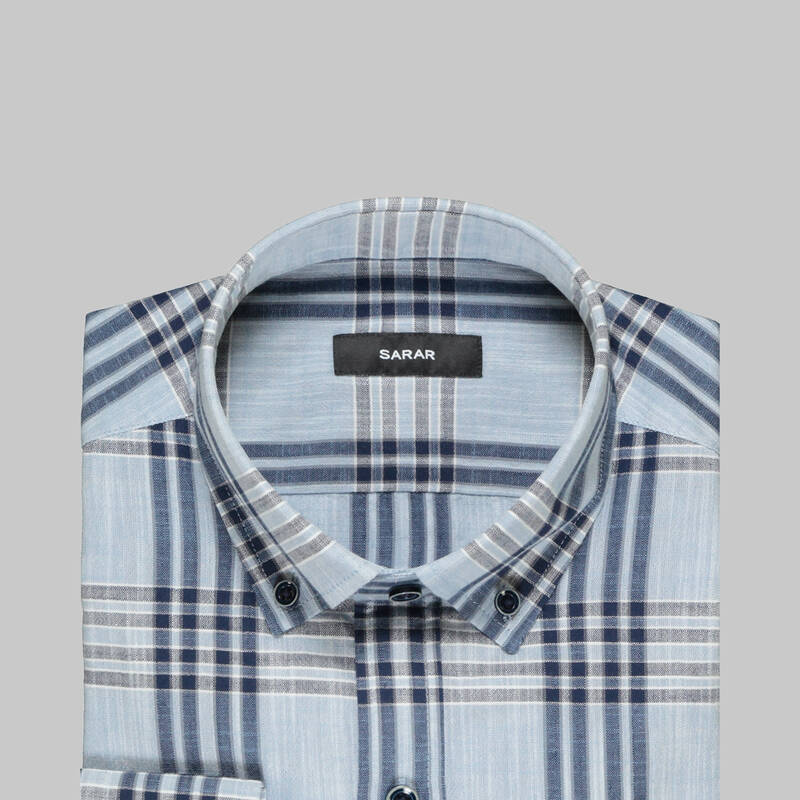 Eleta Ekose Slim Mavi Gömlek - 4