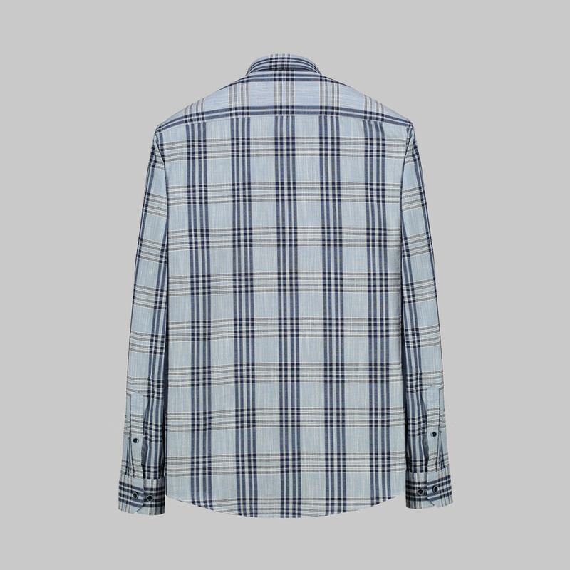 Eleta Ekose Slim Mavi Gömlek - SARAR