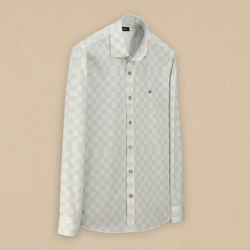 Eleta Slimeo Koyu Lacivert Desenli Gömlek 