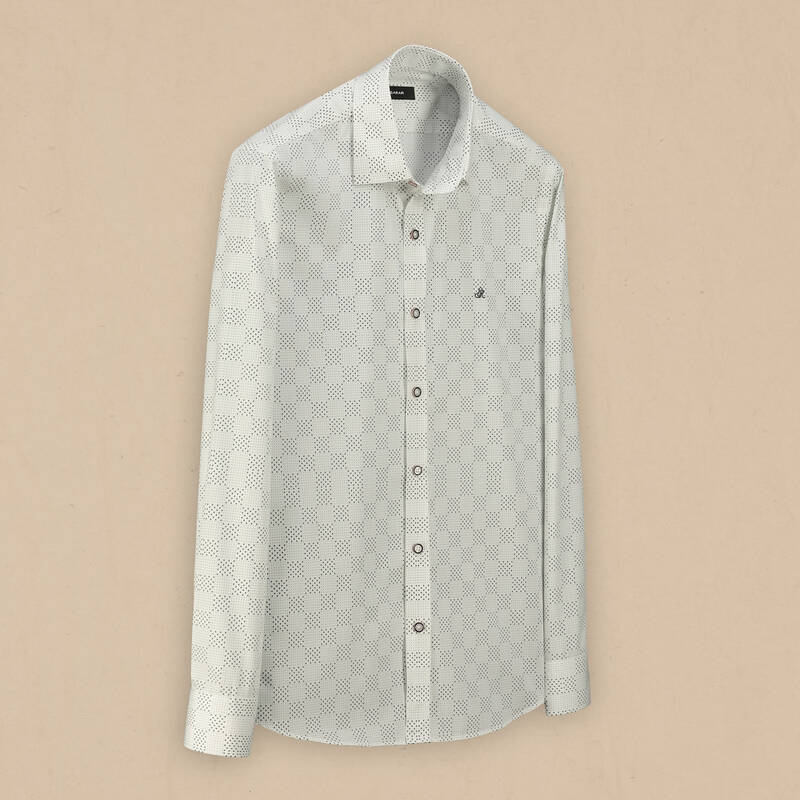 Eleta Slimeo Koyu Lacivert Desenli Gömlek - 1