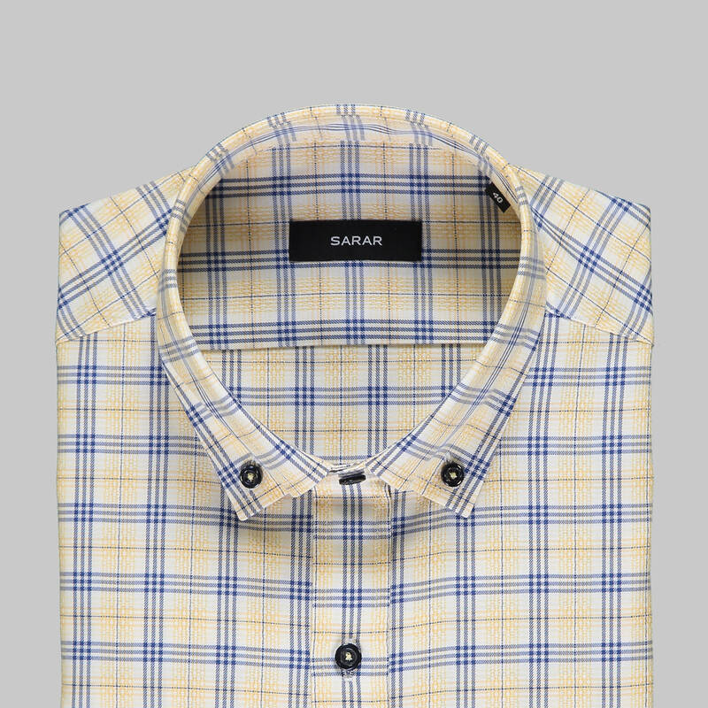 Eleta Slimeo Ekose Sarı Gömlek - 4