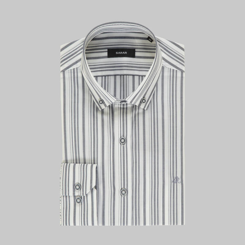 Eleta Slimeo Çizgili Lacivert Gömlek - 3