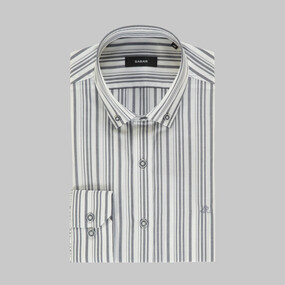 Eleta Slimeo Çizgili Lacivert Gömlek - SARAR