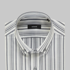 Eleta Slimeo Çizgili Lacivert Gömlek - SARAR