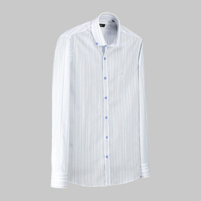 Eleta Slimeo Çizgili Mavi Gömlek 