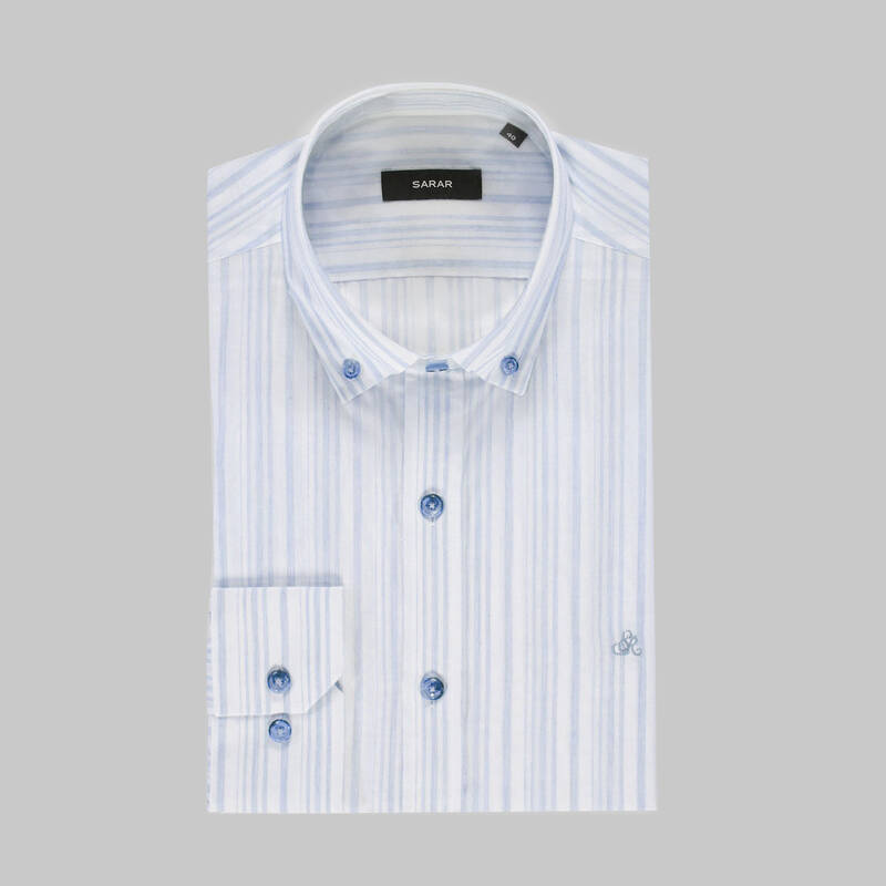 Eleta Slimeo Çizgili Mavi Gömlek - 3