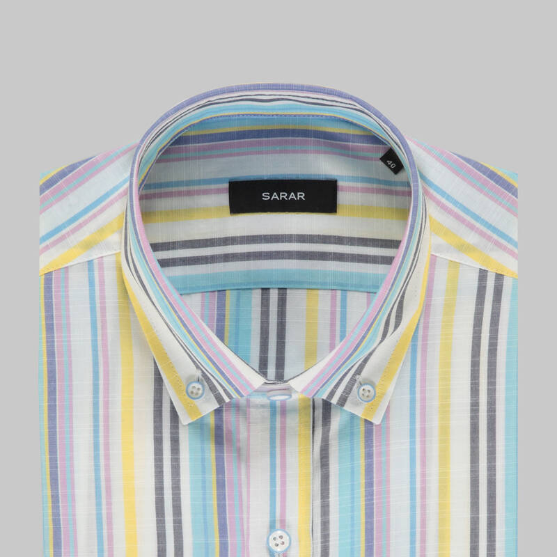 Eleta Slimeo Çizgili Sarı Gömlek - 4