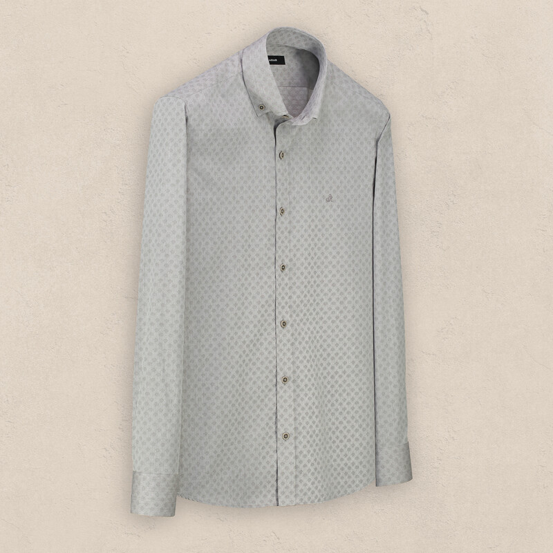 Eleta Slimeo Mavi Desenli Gömlek 