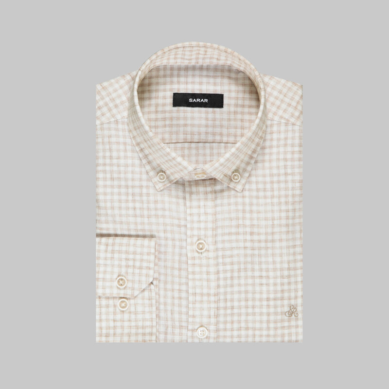 Eleta Slim Fit Bej Gömlek - SARAR