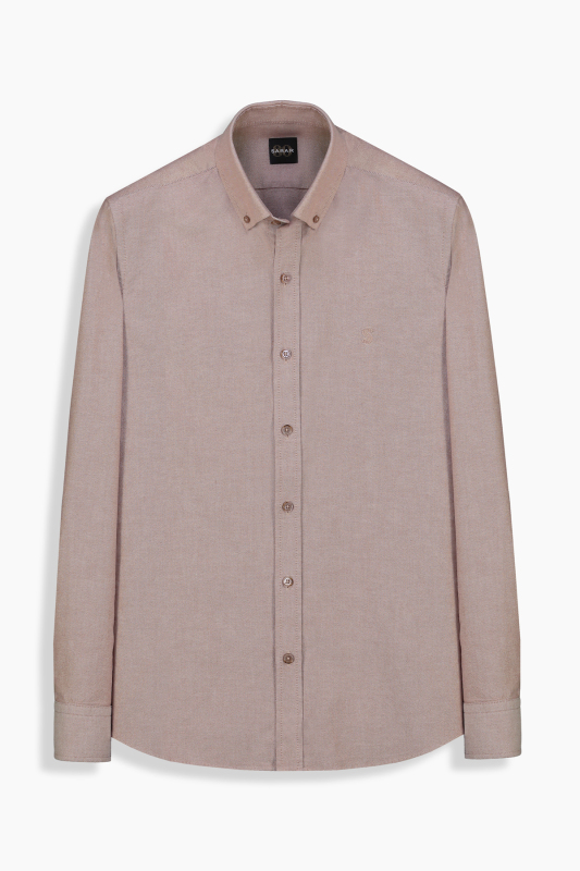 Eleta Pamuklu Slim Taba Gömlek 