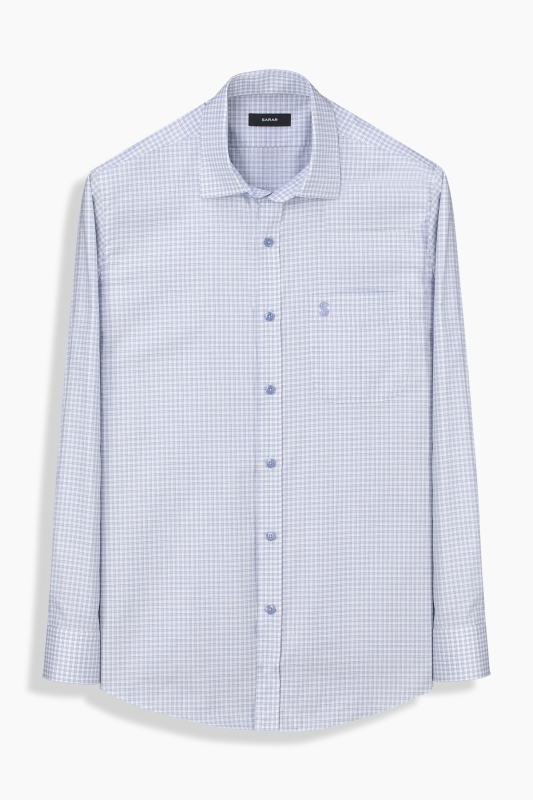 Eleta Kareli Cepli Mavi Gömlek - SARAR