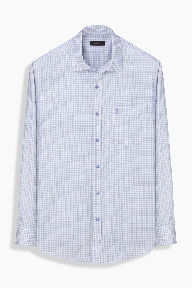 Eleta Kareli Cepli Mavi Gömlek - 1