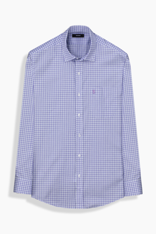 Eleta Kareli Mor Klasik Gömlek - SARAR