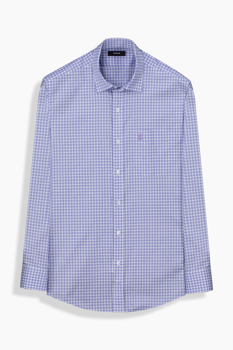 Eleta Kareli Mor Klasik Gömlek - 1