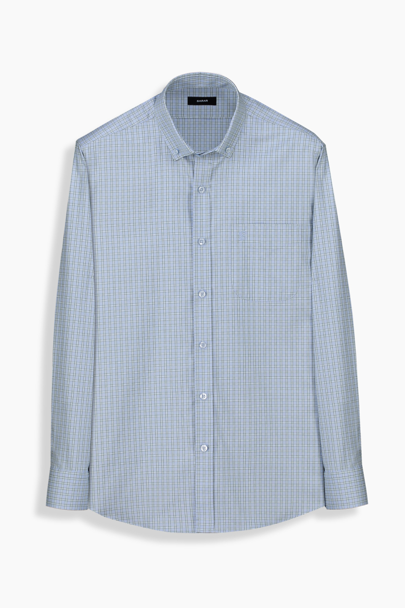 Eleta Kareli Pamuklu Yeşil Gömlek - 1