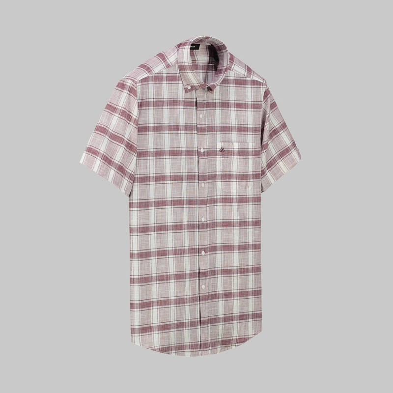 Eleta Kısa Kollu Ekose Bordo Gömlek - 1