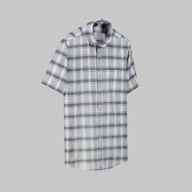 Eleta Kısa Kollu Ekose Lacivert Gömlek - 1