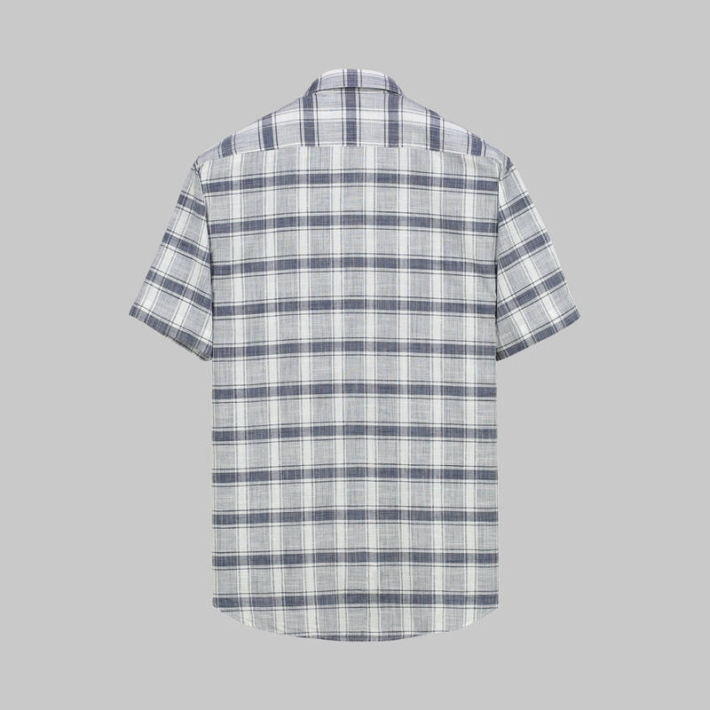 Eleta Kısa Kollu Ekose Lacivert Gömlek - 2