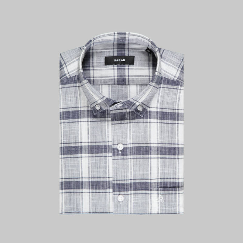 Eleta Kısa Kollu Ekose Lacivert Gömlek - 3