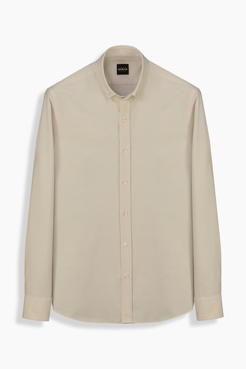 Eleta Pamuklu Slim Bej Gömlek - 1