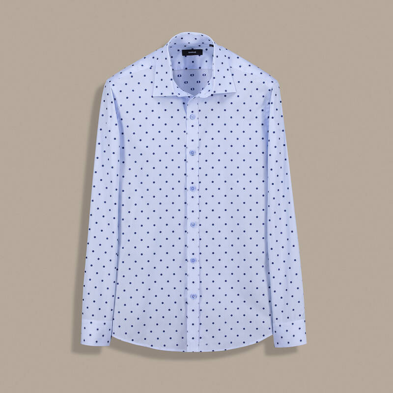 Eleta Puantiyeli Slim Mavi Gömlek - 1
