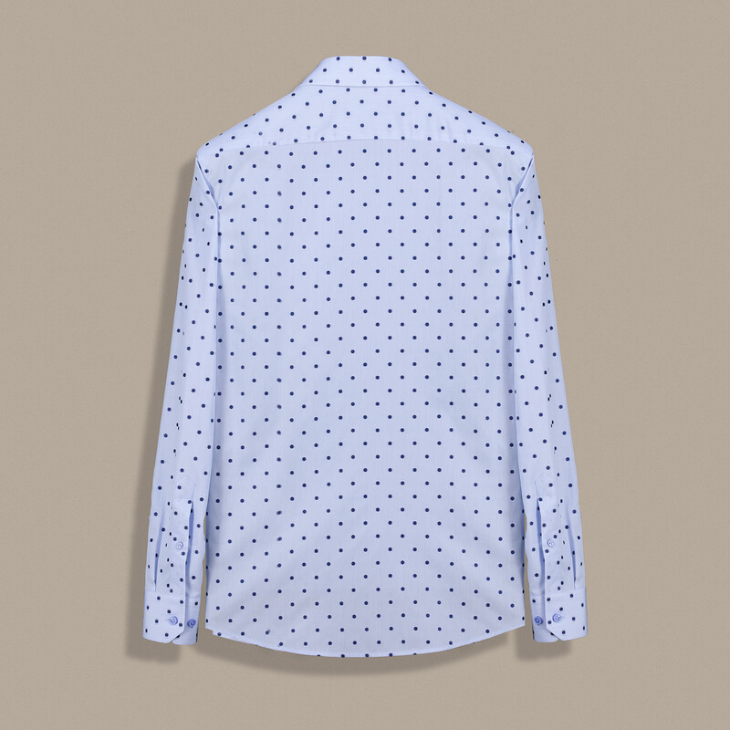 Eleta Puantiyeli Slim Mavi Gömlek - SARAR