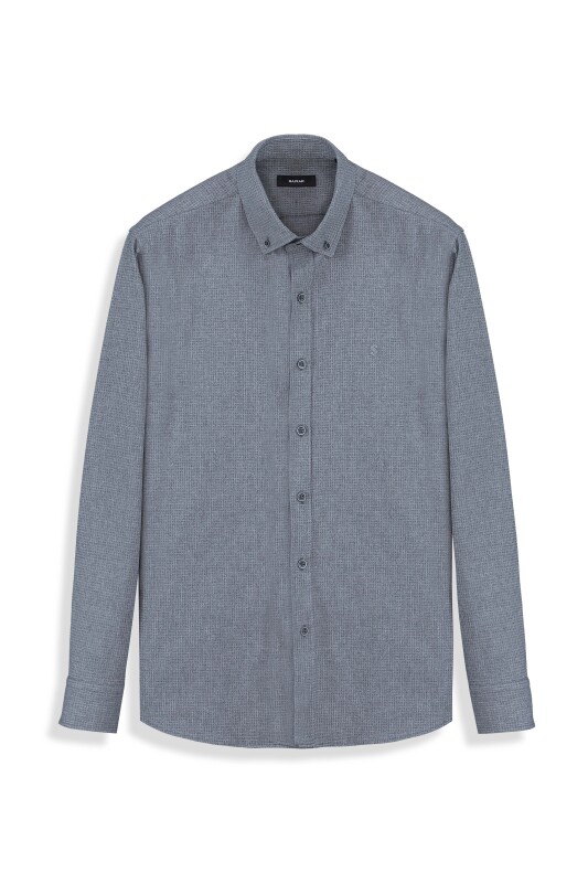 Eleta Slim Fit Kareli Gri Gömlek - SARAR