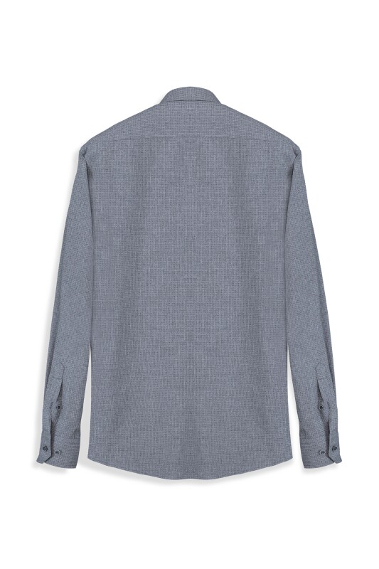 Eleta Slim Fit Kareli Gri Gömlek - SARAR