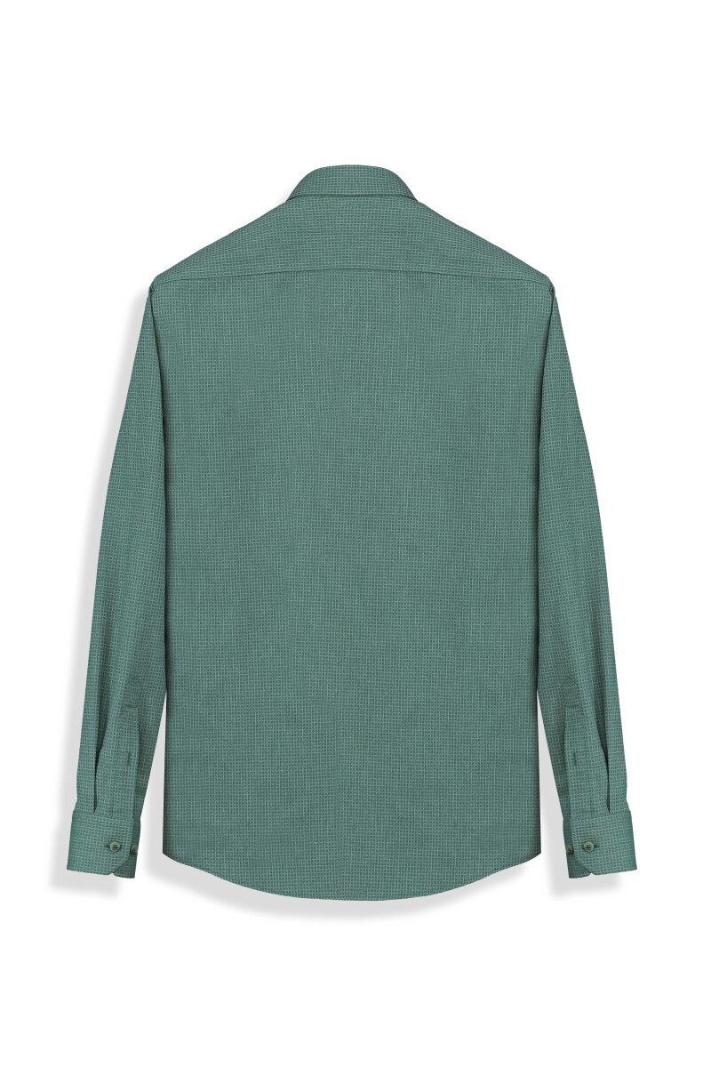Eleta Slim Fit Kareli Koyu Yeşil Gömlek - 2
