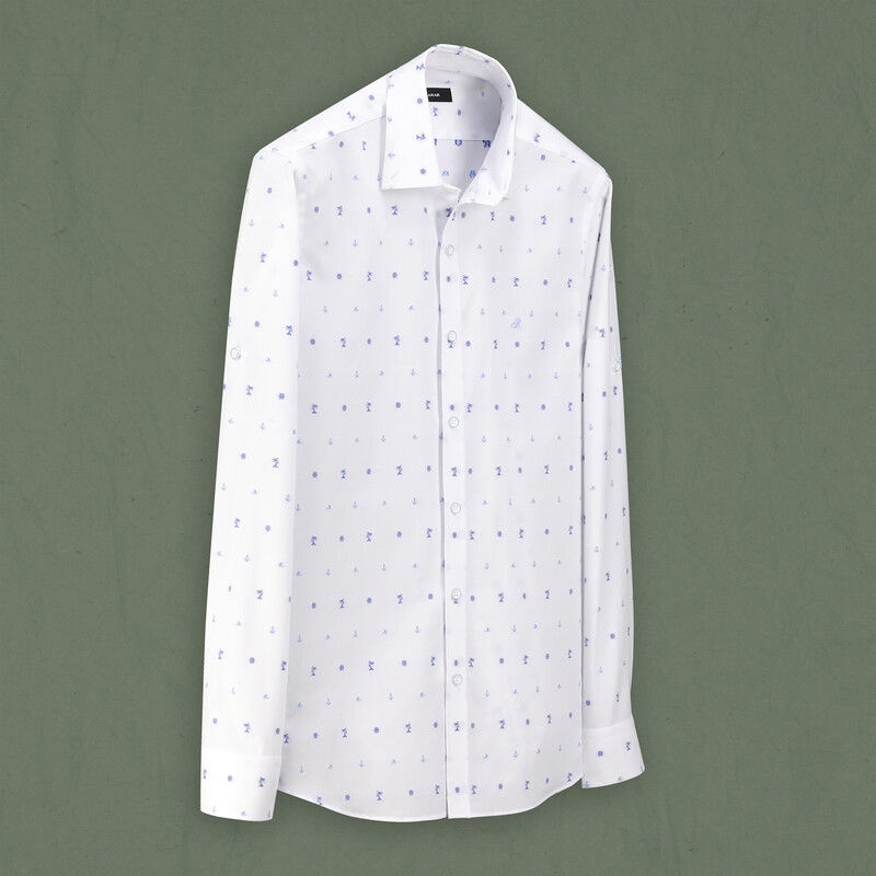 Eleta Slim Pamuklu Mavi Gömlek 