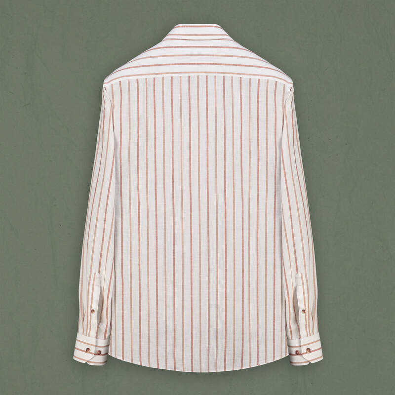 Eleta Slimeo Çizgili Kiremit Gömlek - 2