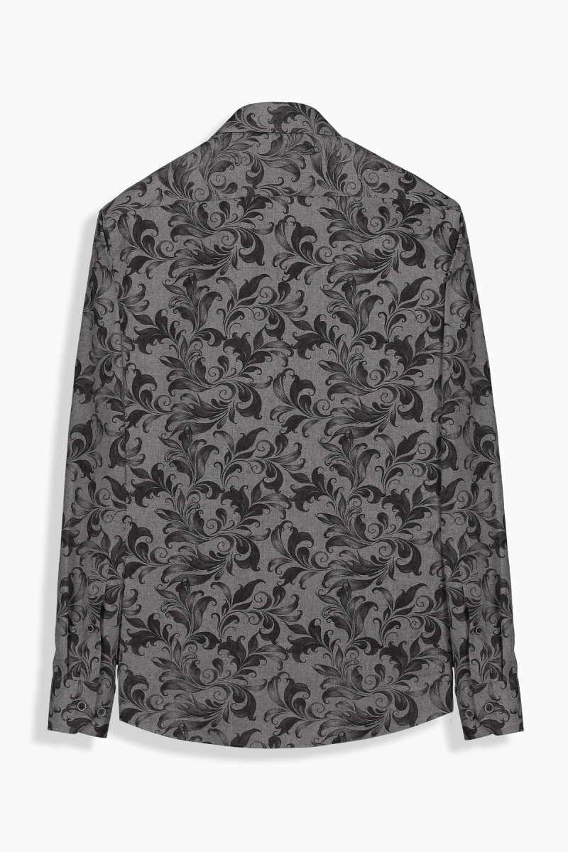 Eleta Slimeo Desenli Gri Gömlek - 2