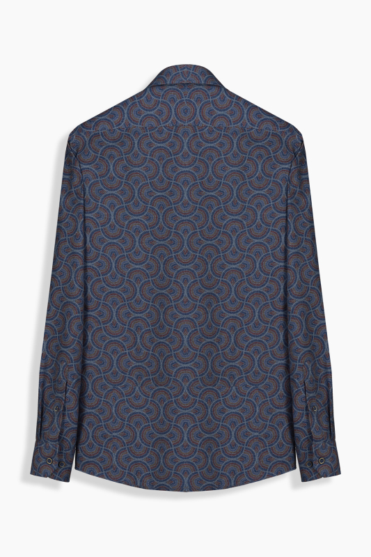 Eleta Uzun Kol Desenli Mavi Gömlek - SARAR