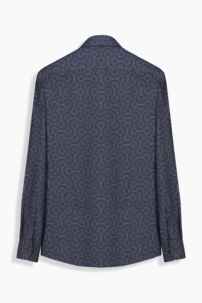 Eleta Uzun Kol Desenli Mavi Gömlek - 2