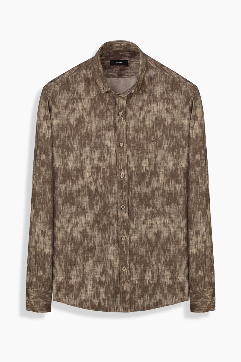 Eleta Uzun Kol Slim Kahverengi Gömlek - 1