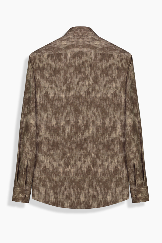 Eleta Uzun Kol Slim Kahverengi Gömlek - SARAR