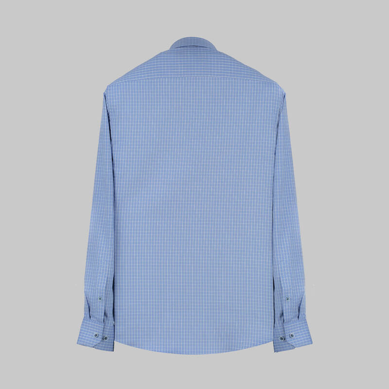 Eleta Uzun Kol Kareli Desenli Mavi Slim Gömlek - 2