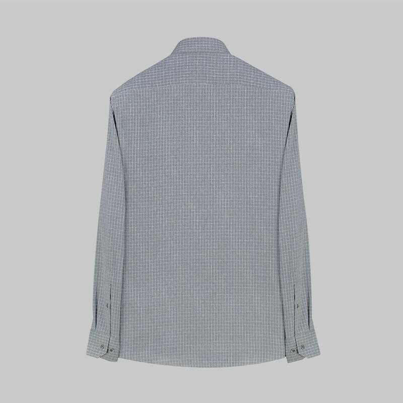 Eleta Uzun Kol Kareli Desenli Gri Slim Gömlek - 2