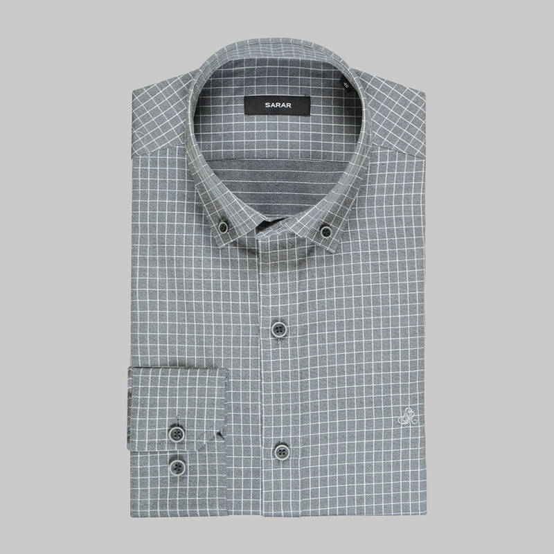 Eleta Uzun Kol Kareli Desenli Gri Slim Gömlek - 3