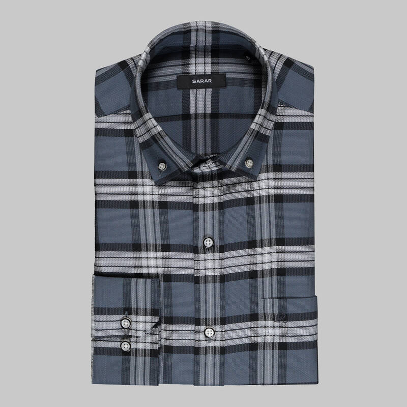 Eleta Uzun Kol Kareli Gri Klasik Gömlek - 3