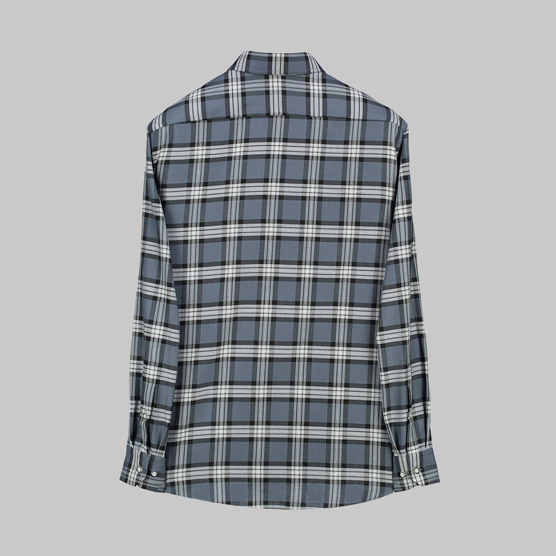 Eleta Uzun Kol Kareli Gri Klasik Gömlek - 2