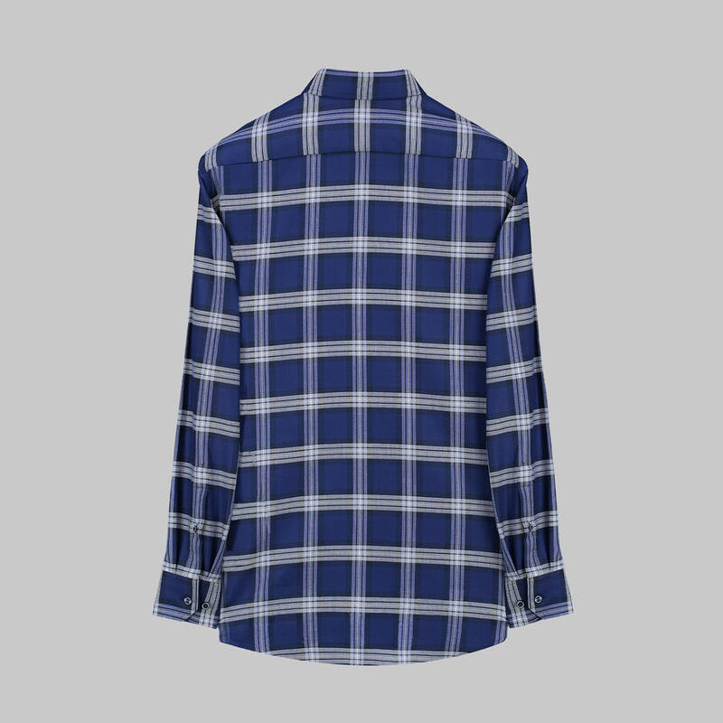 Eleta Uzun Kol Kareli Lacivert Klasik Gömlek - 2