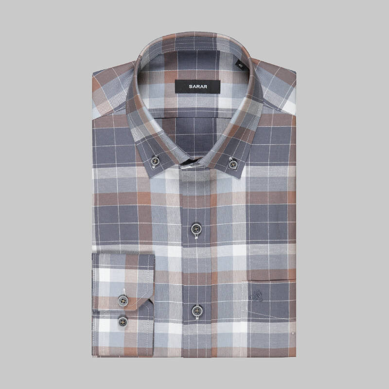 Eleta Gri Uzun Kol Kareli Gömlek - 3