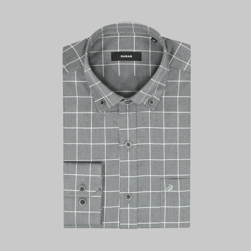 Eleta Uzun Kol Gri Klasik Kareli Gömlek - 3