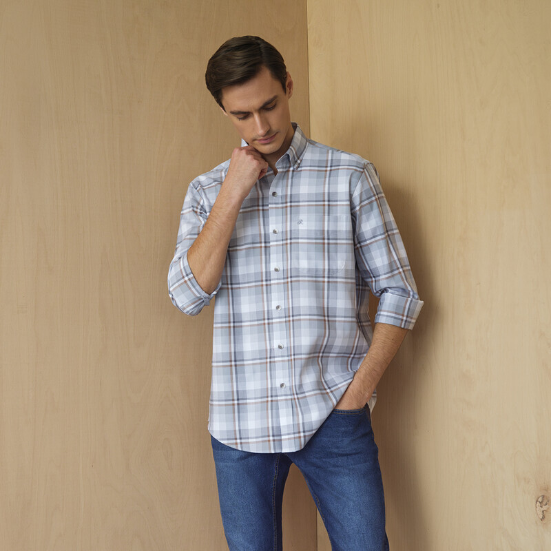 Eleta Uzun Kol Gri Klasik Gömlek - SARAR