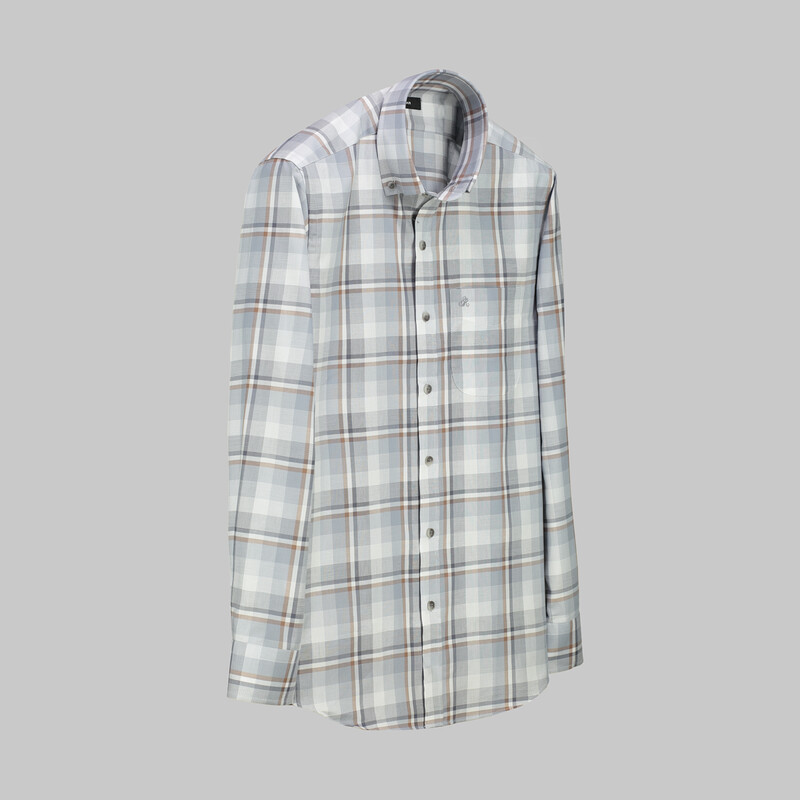 Eleta Uzun Kol Gri Klasik Gömlek - SARAR