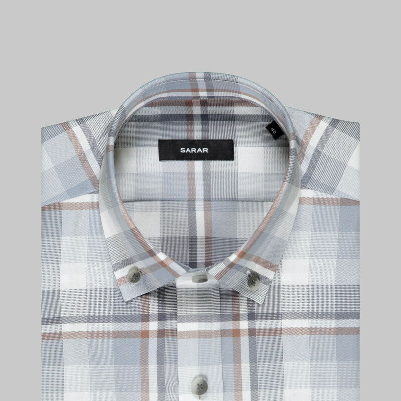 Eleta Uzun Kol Gri Klasik Gömlek - SARAR