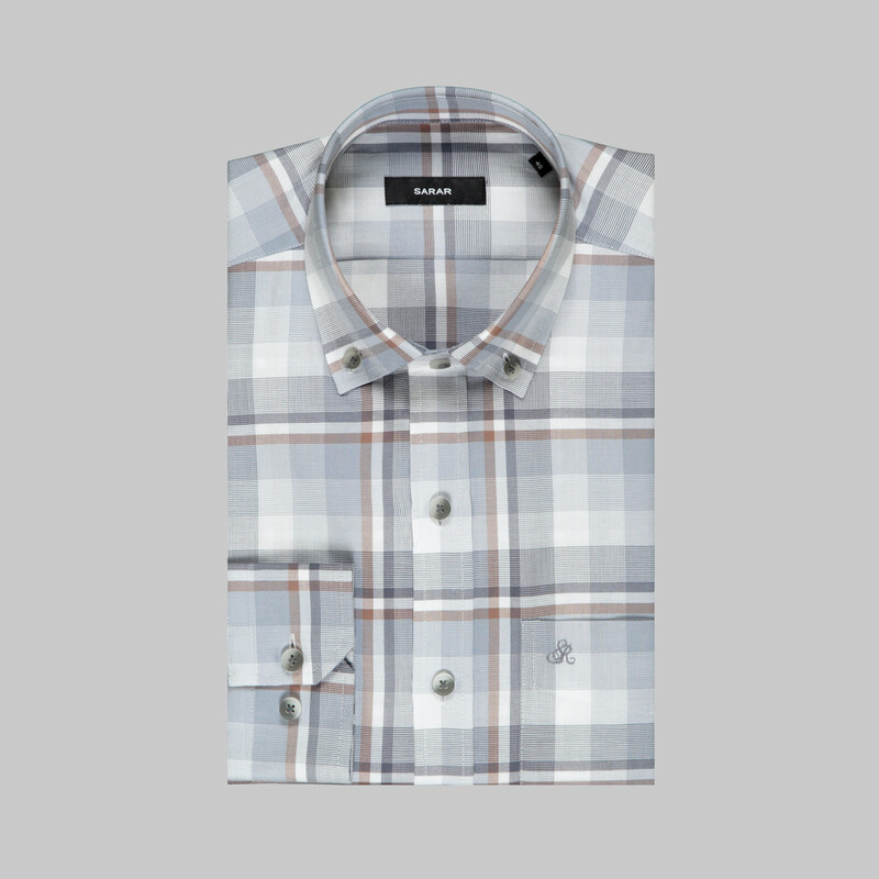 Eleta Uzun Kol Gri Klasik Gömlek - SARAR