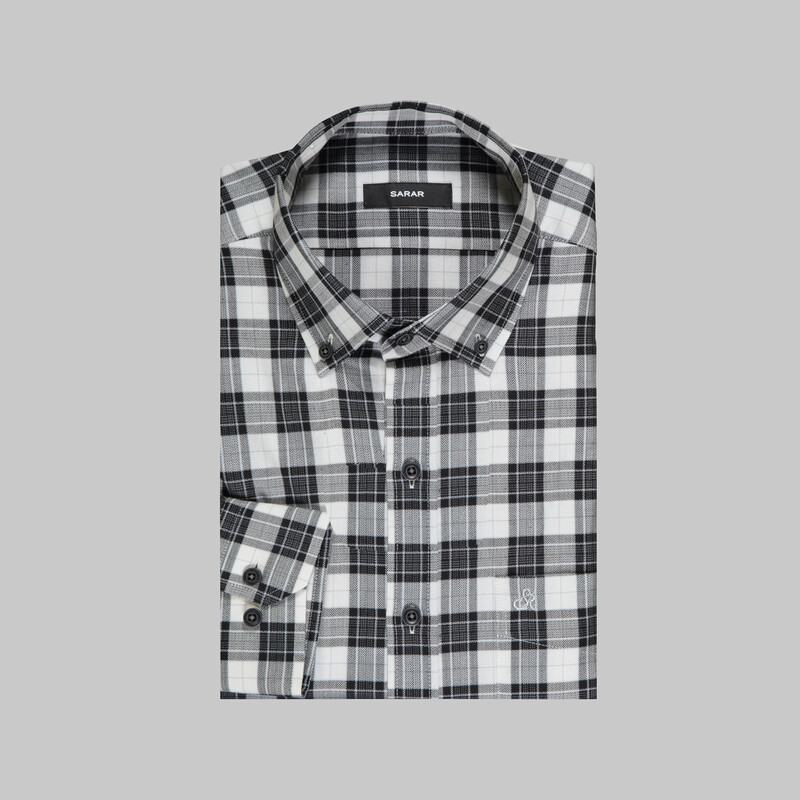 Eleta Uzun Kol Klasik Kareli Siyah Gömlek - SARAR